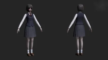 美少女僵尸 美女僵尸 女学生 女鬼 丧尸 生化危机 女恶魔 幽灵女孩带骨骼绑定3D模型