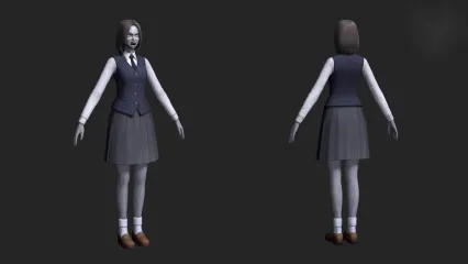 美少女僵尸 美女僵尸 女学生 女鬼 丧尸 生化危机 女恶魔 幽灵女孩带骨骼绑定3D模型