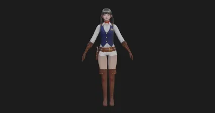 女警察 美女 女警 警花 美人 cosplay 女孩 少女 美人 小姐姐 御姐 性感美女 西部女牛仔带骨骼绑定3D模型