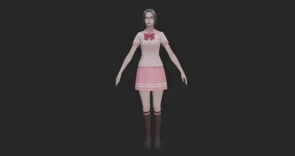 女孩 女生 美女 女学生 学校 校花 美人 小姐姐 御姐 少女 萝莉 日式校服 眼镜妹带骨骼绑定3D模型