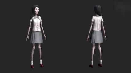 幽灵女老师 女鬼 骨瘦如柴女教师 丧尸 僵尸 生化教师 病菌携带者带骨骼绑定3D模型