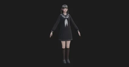 女孩 女生 美女学生 学校校花 美人 小姐姐 御姐 少女 萝莉 日式校服马尾辫女高中生带骨骼绑定3D模型