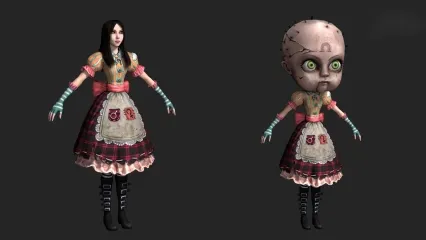 爱丽丝布偶娃娃 大头娃娃 女巫 小恶魔 恶魔女王 女妖 爱丽丝女王 小魔女 女魔法师 游戏人物3D模型