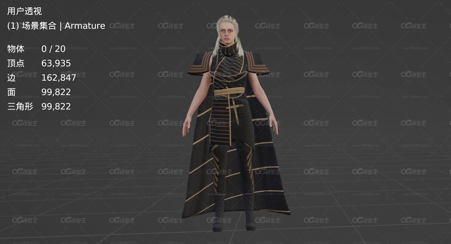 精灵女王 精灵美女骑士 女战士 冷艳美女 精灵族 魔法师 女巫 女皇后 贵族 贵妇人骨骼绑定-3