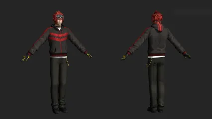 男青年 皮衣 机车男 帅哥 小哥哥 酷酷的帅哥 红发帅哥 干练的男人 休闲装带骨骼绑定3D模型