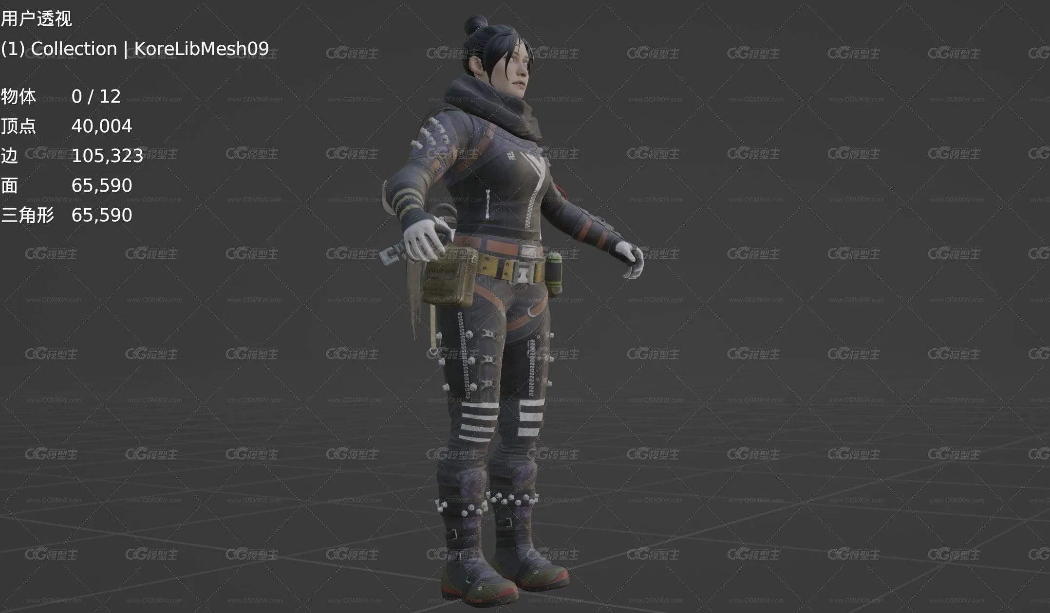 未来游侠 科幻女战士 探险家 赏金猎人 太空战士 次时代警察 科幻战警 雇佣军 女武神 宇宙战警3D模型-3