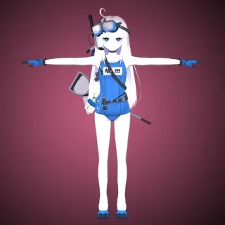 卡通二次元潜泳女孩 少女 游泳女孩 泳池女孩 女学生 美少女 小萝莉 日韩美女带骨骼绑定
