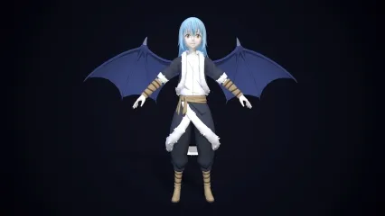 二次元恶魔男孩 小恶魔战士 动漫人物 游戏角色 日韩人物 恶魔翅膀男孩【带绑定】