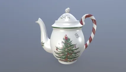 圣诞茶壶 瓷器茶壶 水壶3d模型