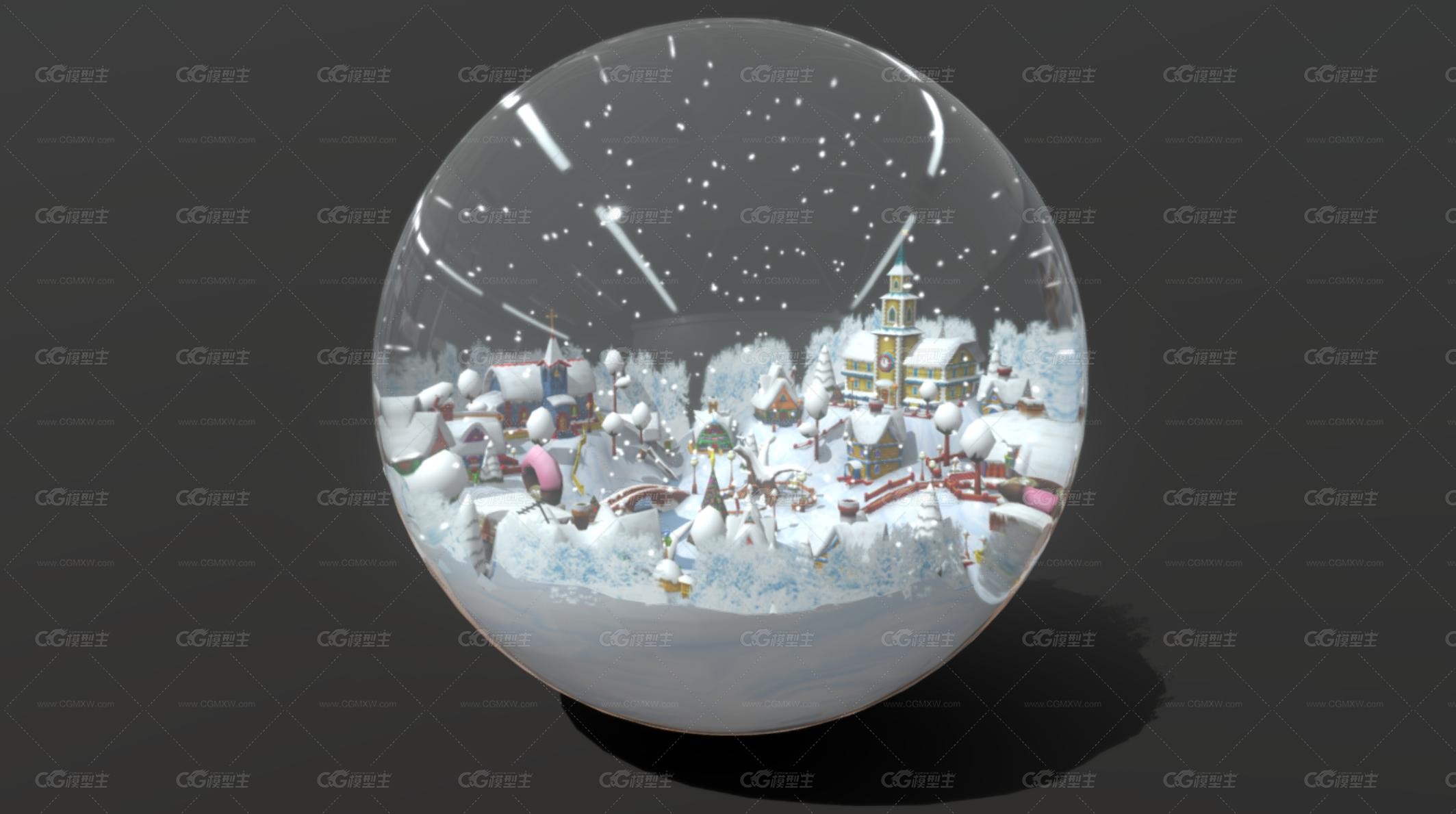 水晶球 下雪水晶球 圣诞水晶球 圣诞村雪球 雪景球 圣诞节冰雪大世界 圣诞装饰 圣诞美陈-1