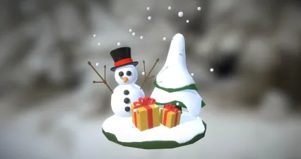 雪宝宝 雪人 圣诞节 帽子 围巾 圣诞帽 圣诞礼物 圣诞树 雪树3D模型