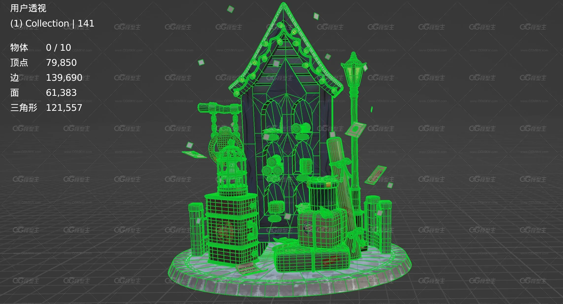 猫头鹰邮报的圣诞节邮局 邮箱 快递店 信件 包裹 圣诞信箱3D模型-6