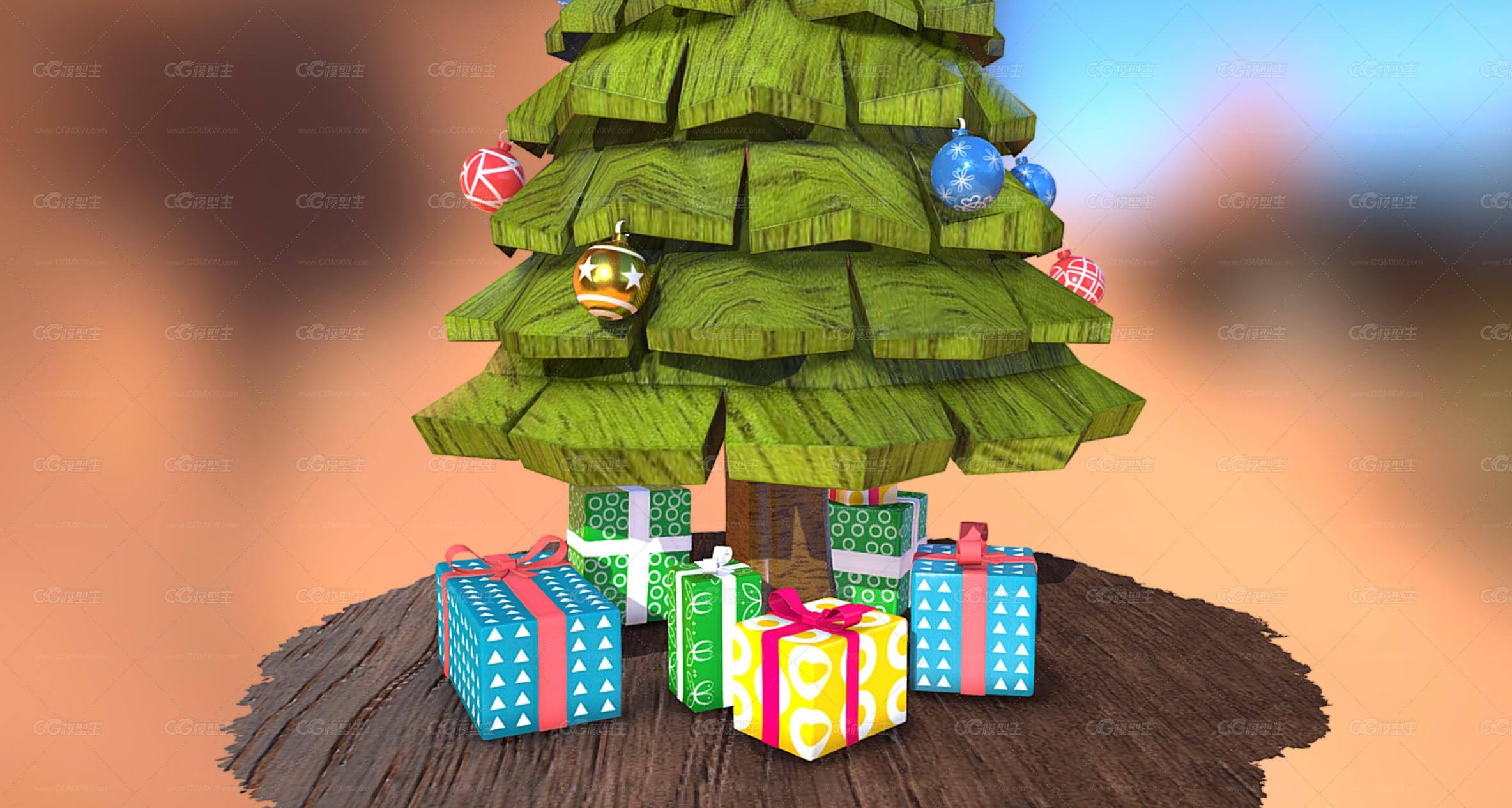 卡通圣诞树 圣诞节装饰 装饰树 Christmas Tree 圣诞球 圣诞彩灯 圣诞树松树 圣诞礼物-2