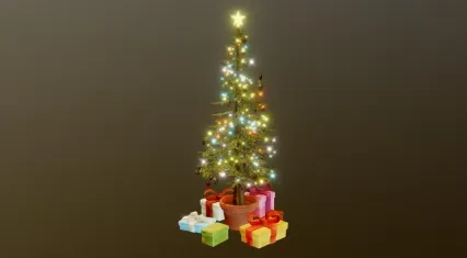 卡通手绘圣诞树 圣诞节装饰 装饰树 Christmas Tree 圣诞球 圣诞彩灯 圣诞树松树 圣诞礼物