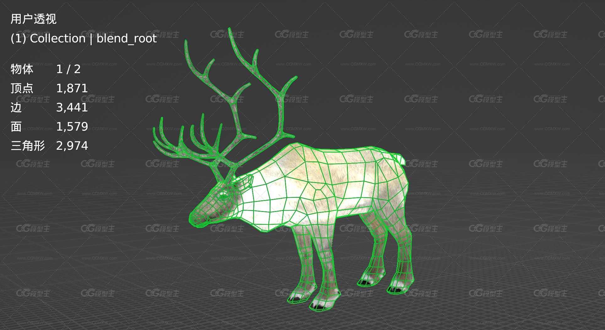 LowPoly小鹿 驯鹿 麋鹿 雄鹿 鹿子 公鹿 stag 山羊 牡鹿 圣诞鹿-6