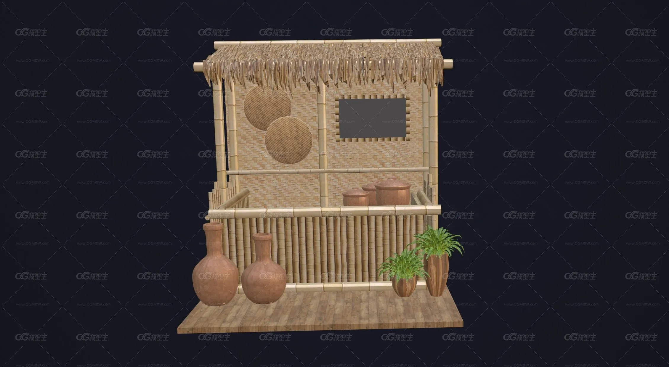 竹棚子 竹子房屋 竹展台 南方建筑 苗族建筑 竹屋-2