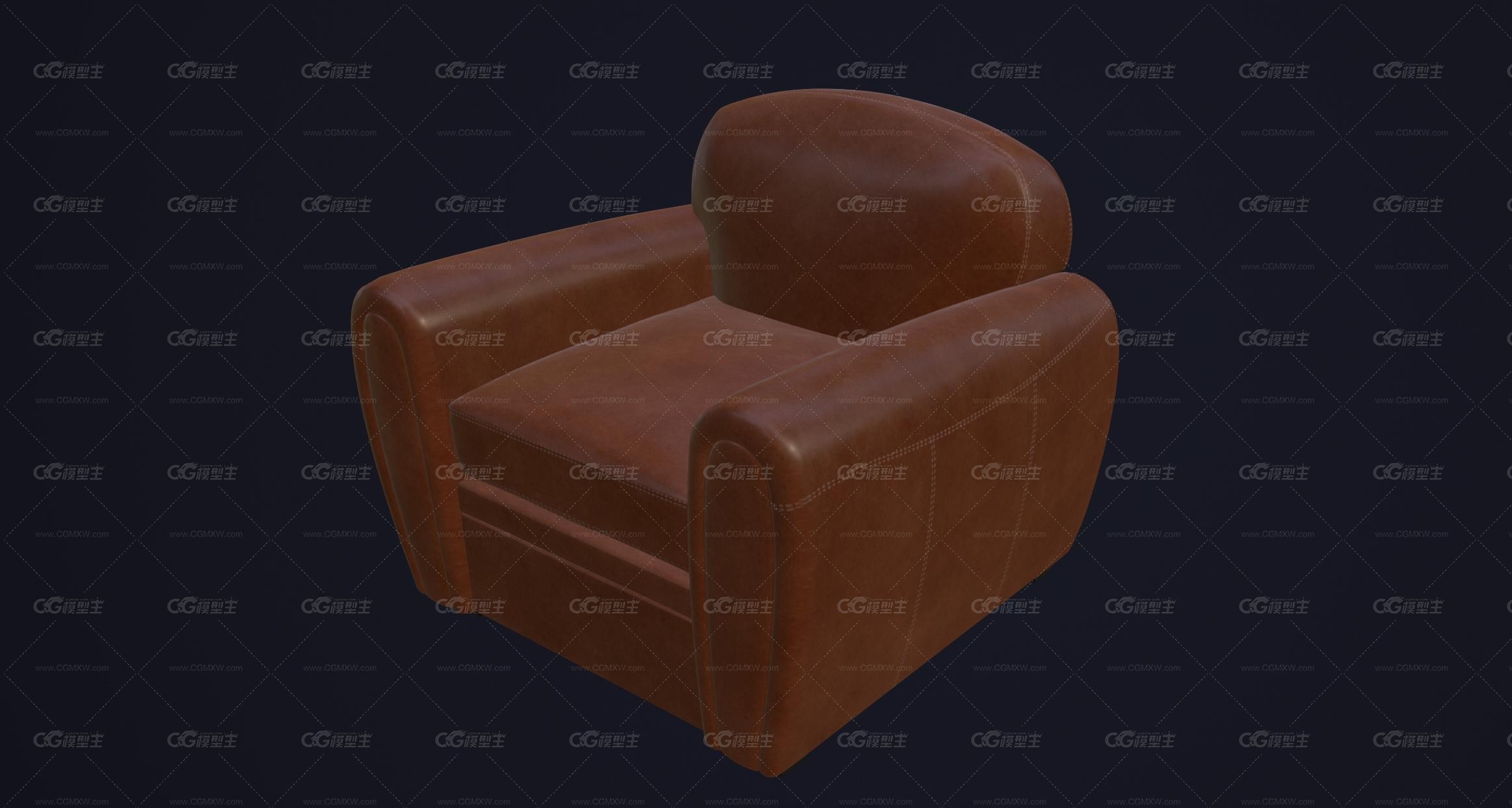 真皮沙发 单人沙发 复古家具 老式家具 皮质沙发 真皮沙发 棕色沙发-3