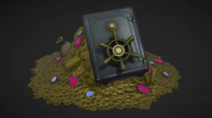 金银财宝箱 风格化保险箱 金币保险箱 金砖 金条 宝藏
