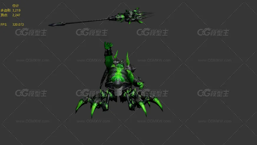 异性魔兽  毒物  蜘蛛怪物 绿魔怪兽 动画毒魔BOSS 绿魔怪物 四足怪兽带骨骼绑定动画-1