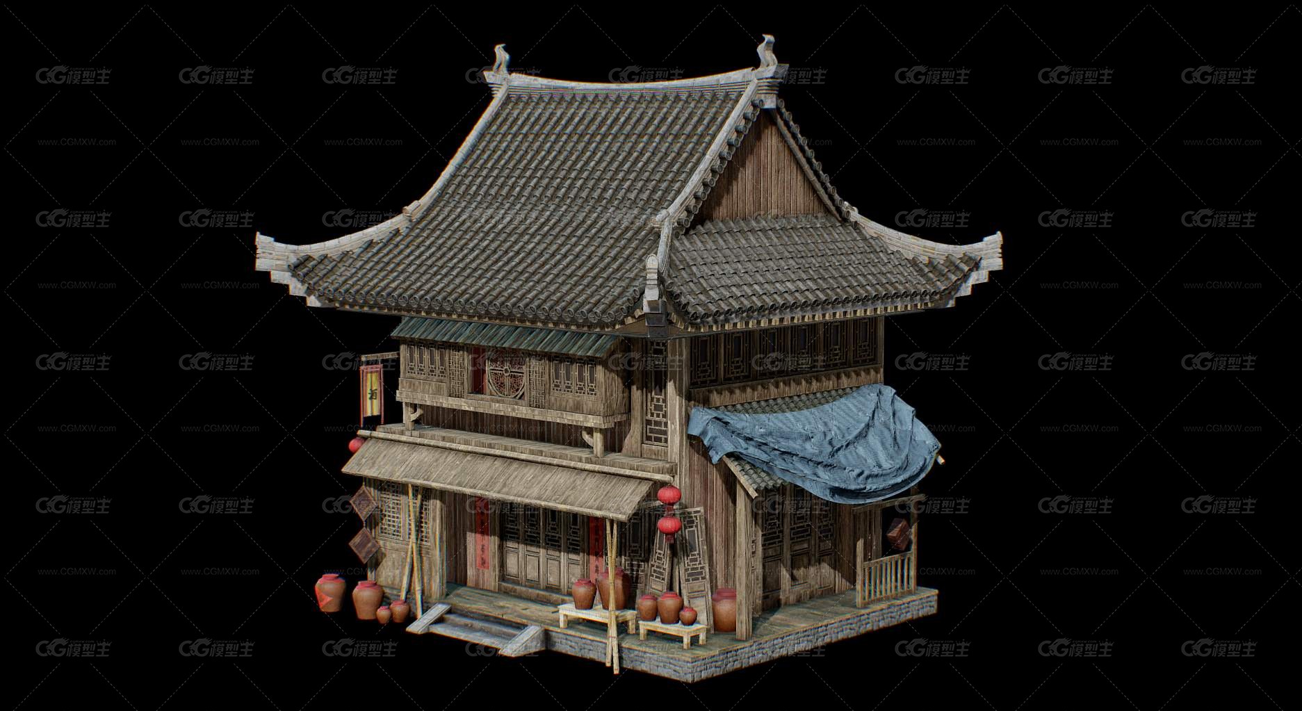 古代酒馆 中式建筑 酒店 酒坊 游戏酒铺 酒家 古代房屋 古代客栈 茶楼 驿站 古建筑 古代饭馆-1