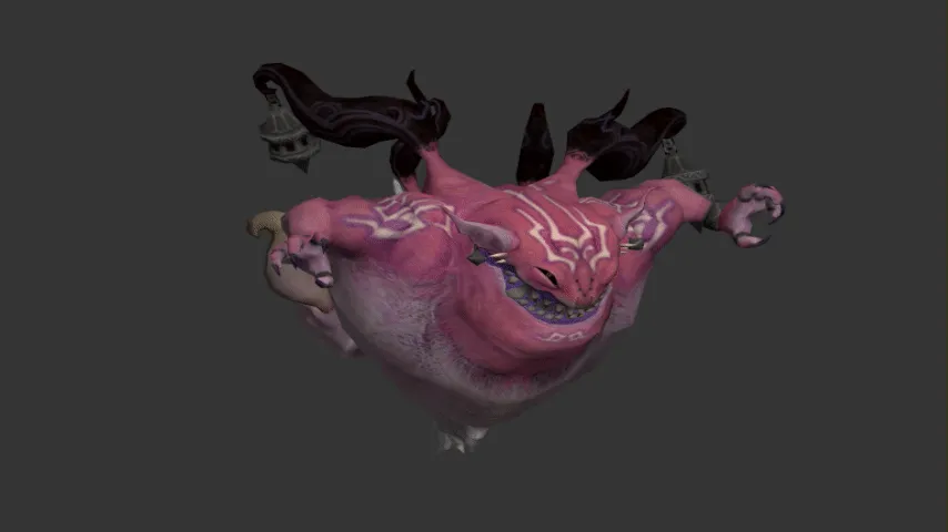粉色妖怪 大肚子魔兽  灵魂吞噬魔兽  魔灵怪物 魔王大boss带骨骼绑定动画