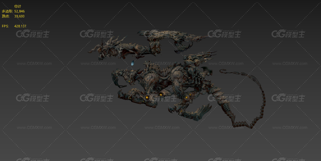 魔兽 怪物 分裂魔头怪物 魔王怪物 BOss 大魔王 恶魔带骨骼绑定动画-2