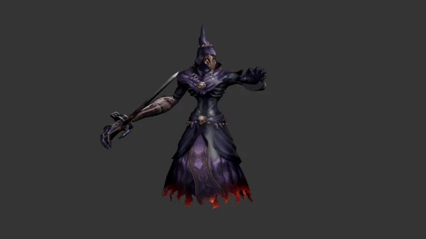 黑剑 剑魂 邪魔 魔灵 魔王 剑灵 幽灵剑士带骨骼绑定动画模型-5