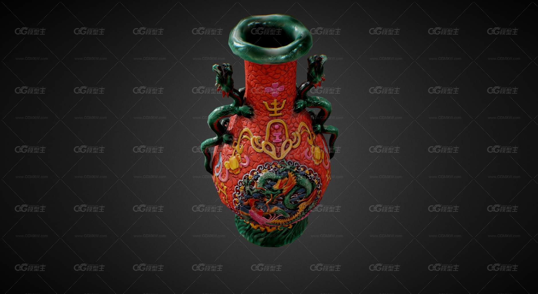 龙纹花瓶 中国花瓶 陶瓷 古董 文玩 文物 瓷器 艺术品 中式花瓶 容器 收藏品 陈设 装饰品 -2