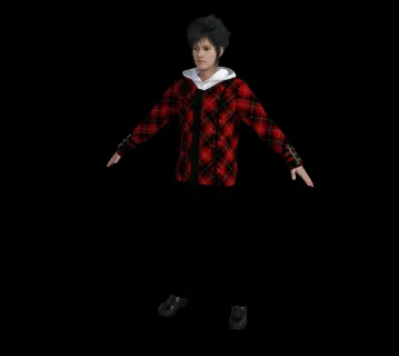 红衣格子男孩