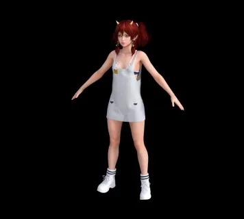 鹿角白衣服女 年轻女孩 美女学生 现代女性 年轻女性 游戏人物 现代人物带绑定