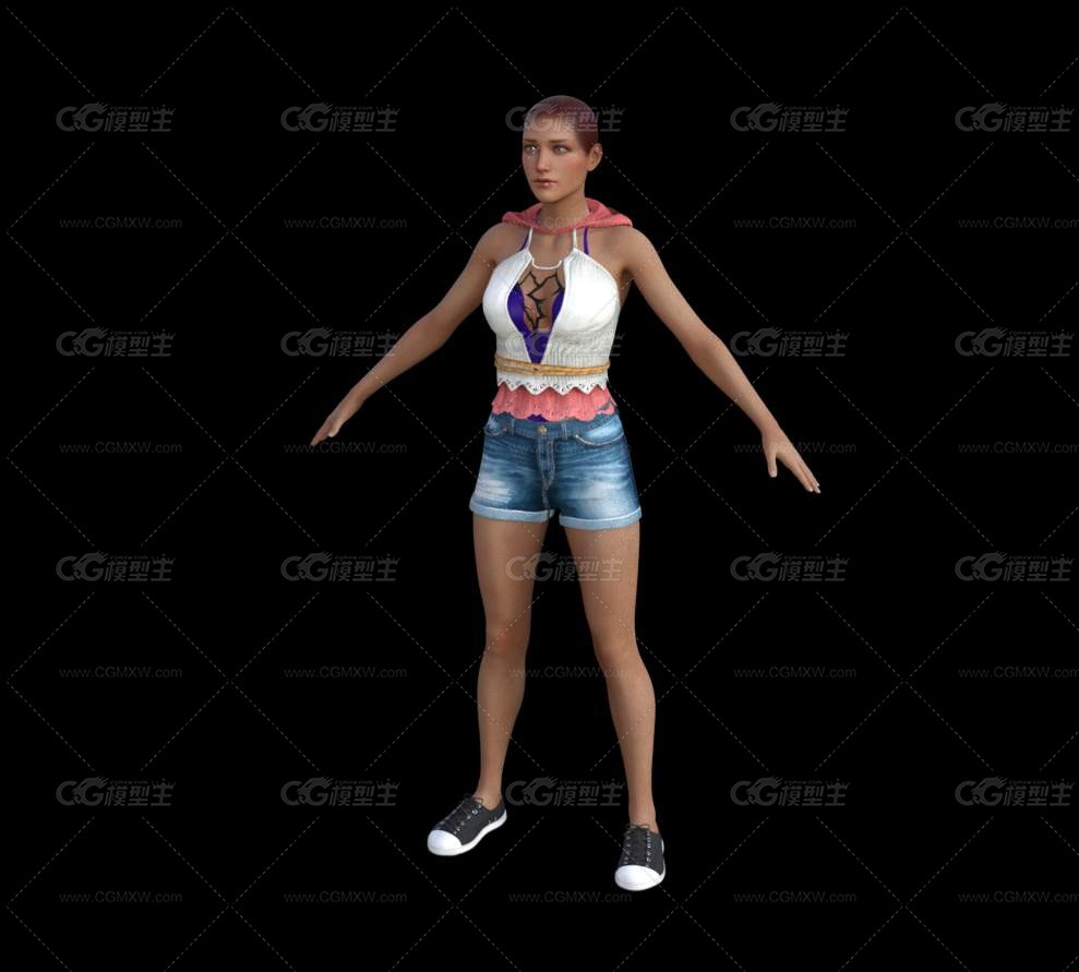 白衣服的女人 年轻女孩 美女 成熟女性 现代女性 年轻女性 游戏人物 现代人物带绑定-1