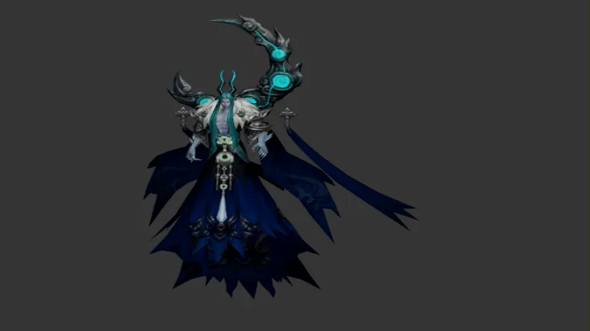 月球仙君 冰月魔君 魔神 魔君 恶魔使者 大魔王 boss 怪物带骨骼绑定动画
