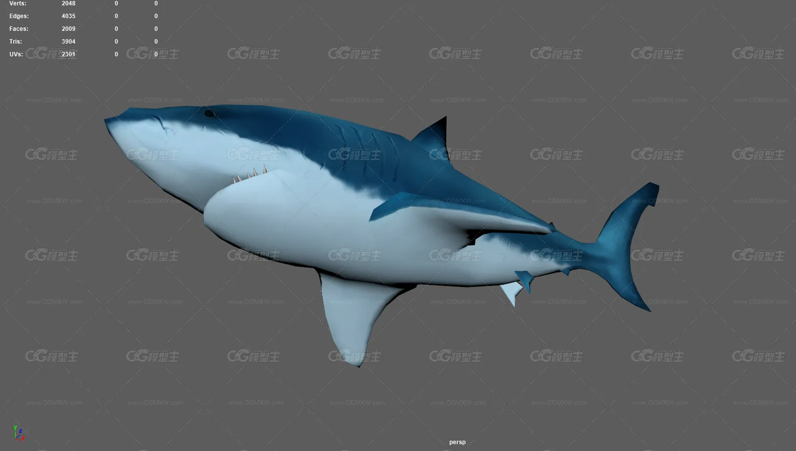 鲨鱼 卡通鲨鱼 Q版鲨鱼 海底生物 大白鲨 海洋动物 卡通鱼 手绘鲨鱼-4