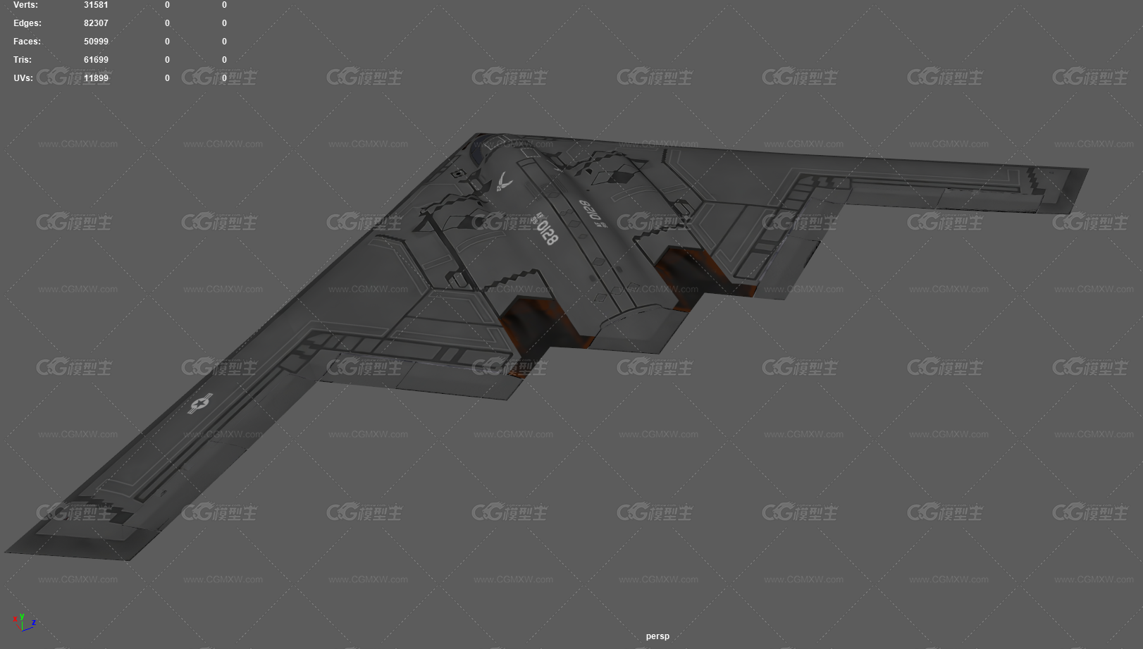 B-2A幽灵隐形轰炸机 B2轰炸机 隐身轰炸机 战略轰炸机 远程轰炸机 军事飞机 美式战机-3