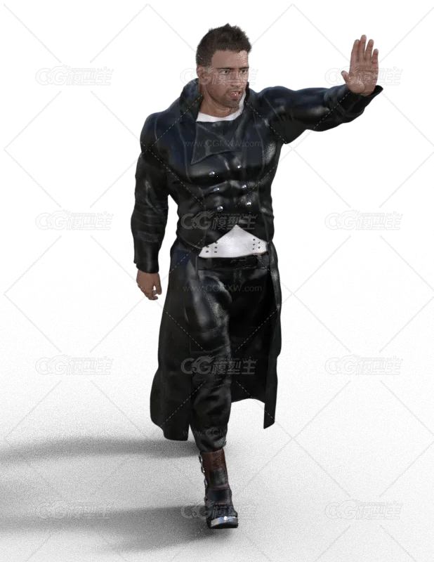 写实 黑色皮衣套装 男性骨骼绑定-1