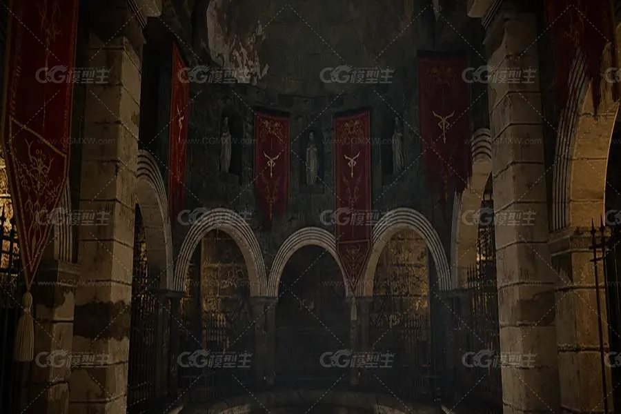 教堂场景 游戏场景 3D模型 恐怖场景 收藏室 写实-10