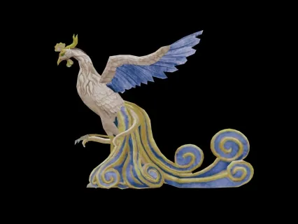 卡通仙侠玄幻场景道具摆件 凤凰雕塑 石像