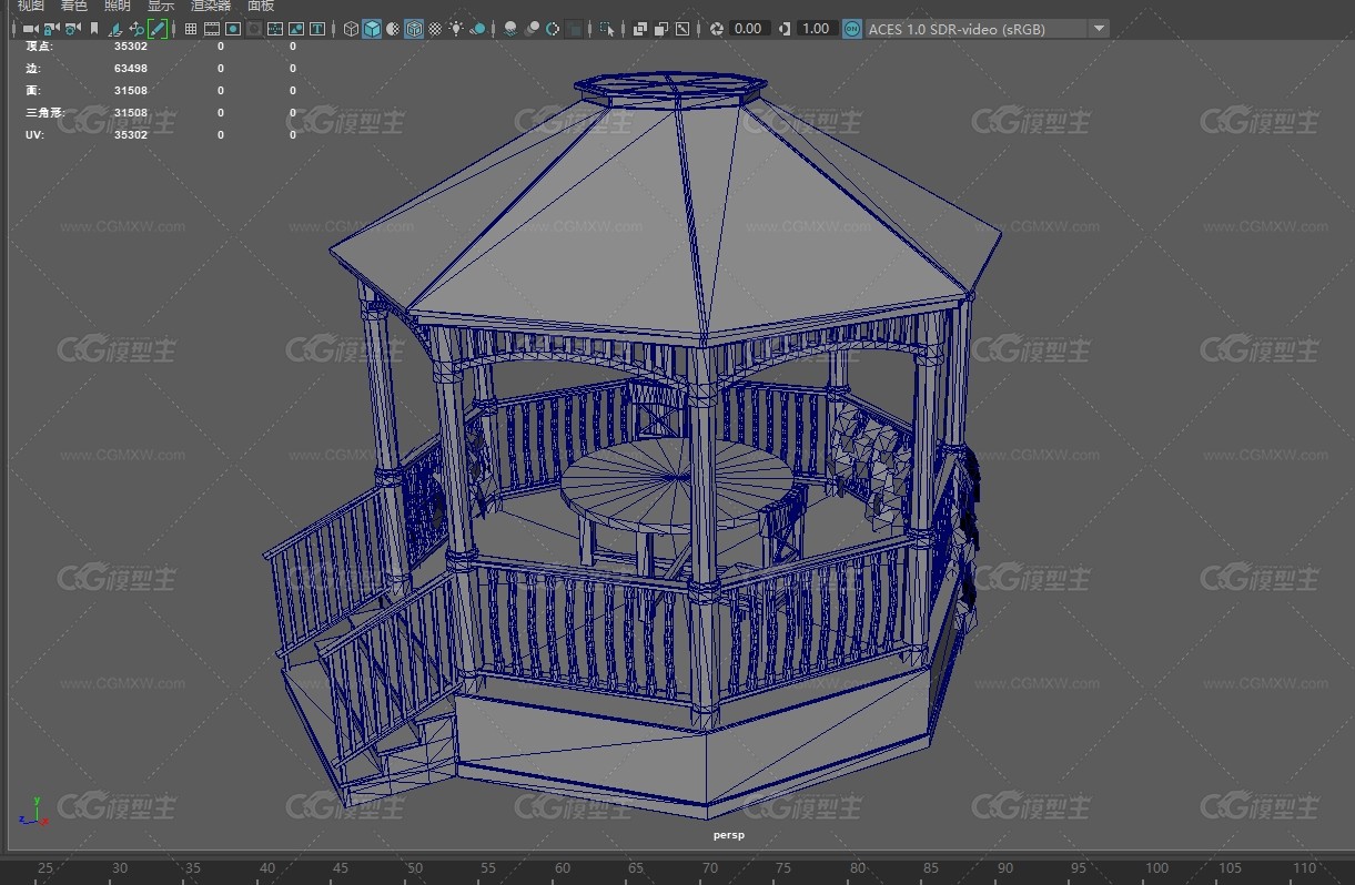 凉亭 亭子 休闲聚会 3D模型 卡通 场景部件-5