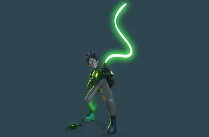 卡通人物 卡通战士 武士 PBR战士 科幻电枪