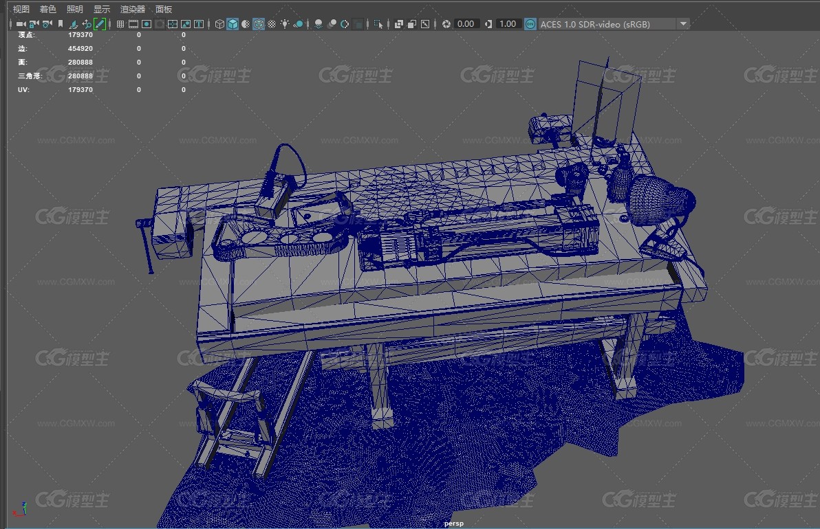 激光步枪工作台  工作台 工具台 PBR材质 操作台-7