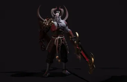 牛角魔头 血刀 国风怪物 牛头人 牛角战士 PBR牛魔王 武侠角色 