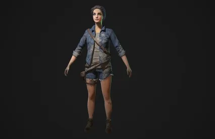 现代女性角色 PBR现代人物 冒险女孩 牛仔衣服女