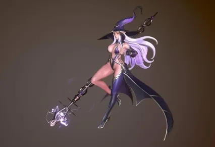 女巫 邪恶法师 美女巫师 暗黑女法师 美女魔法师 PBR刺客