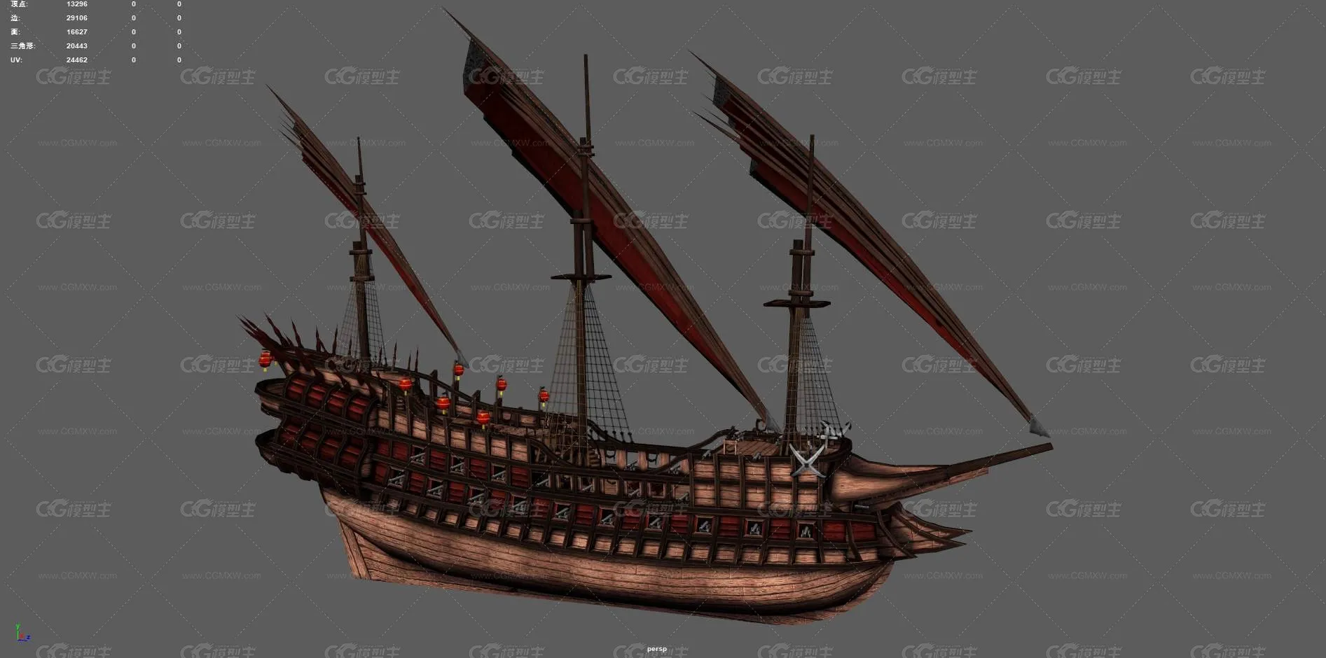 帆船 货运船 古代船 木船 欧洲船 海盗船 古代货船 亚洲海盗船 大船 古代帆船 复古船-8