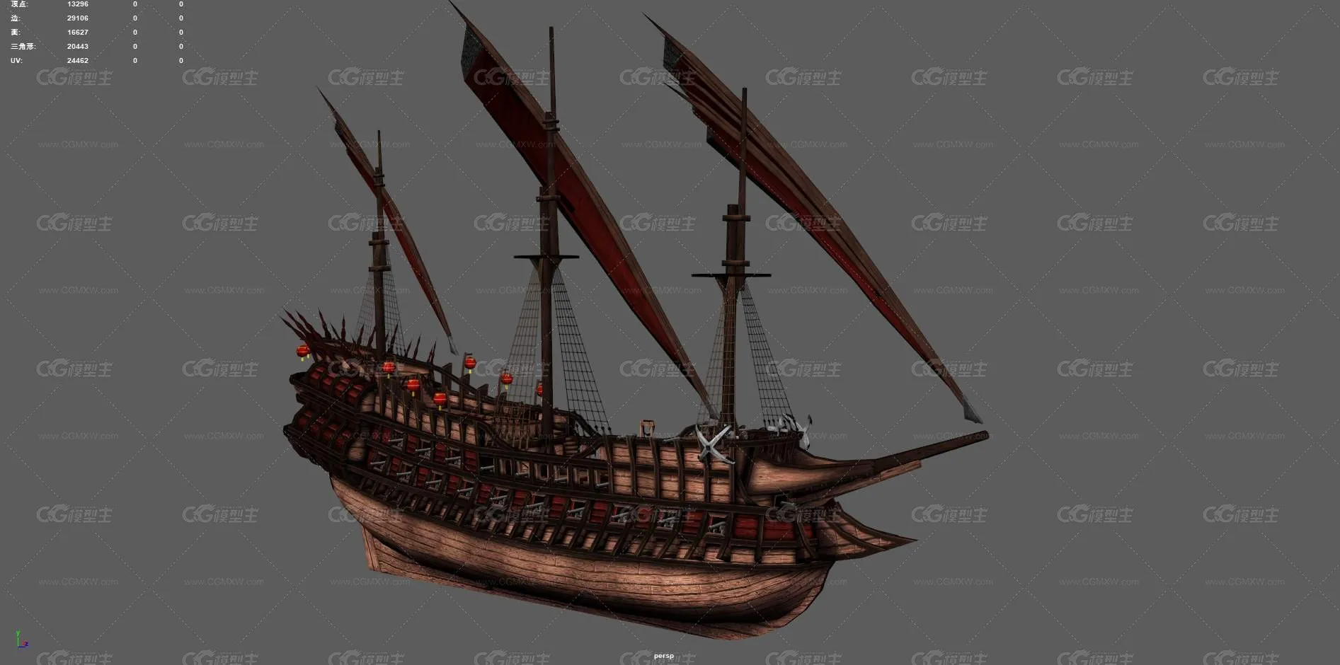 帆船 货运船 古代船 木船 欧洲船 海盗船 古代货船 亚洲海盗船 大船 古代帆船 复古船-3
