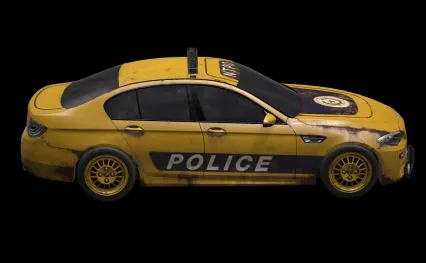 写实宝马警车 黄色警车 
