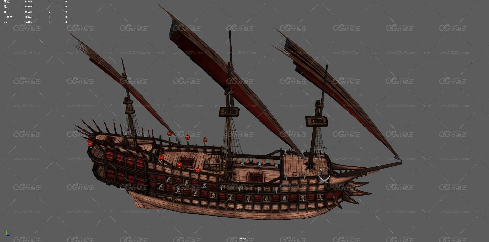 帆船 货运船 古代船 木船 欧洲船 海盗船 古代货船 亚洲海盗船 大船 古代帆船 复古船-6