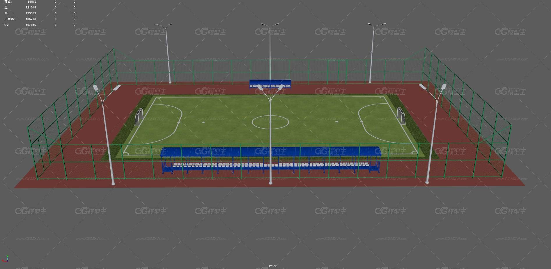 足球场 体育场 运动场地 体育设施 社区足球场 运动场 学校球场 围栏 草地草坪 观众席 -4
