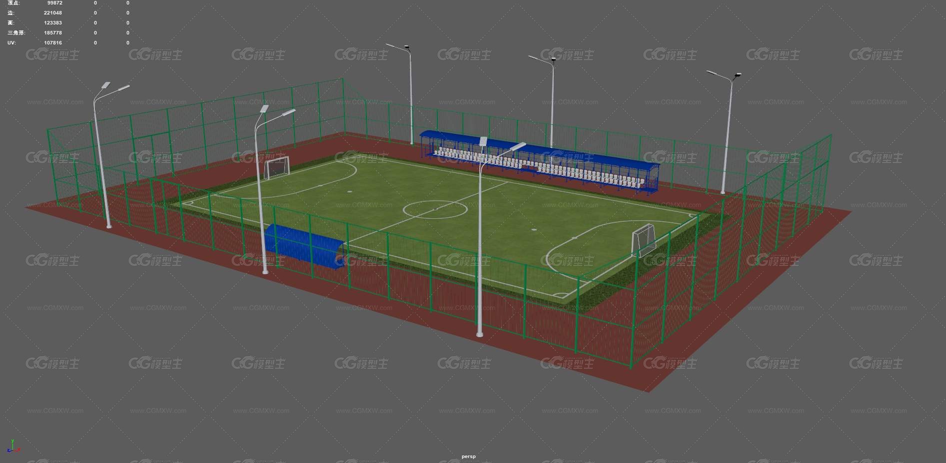 足球场 体育场 运动场地 体育设施 社区足球场 运动场 学校球场 围栏 草地草坪 观众席 -5