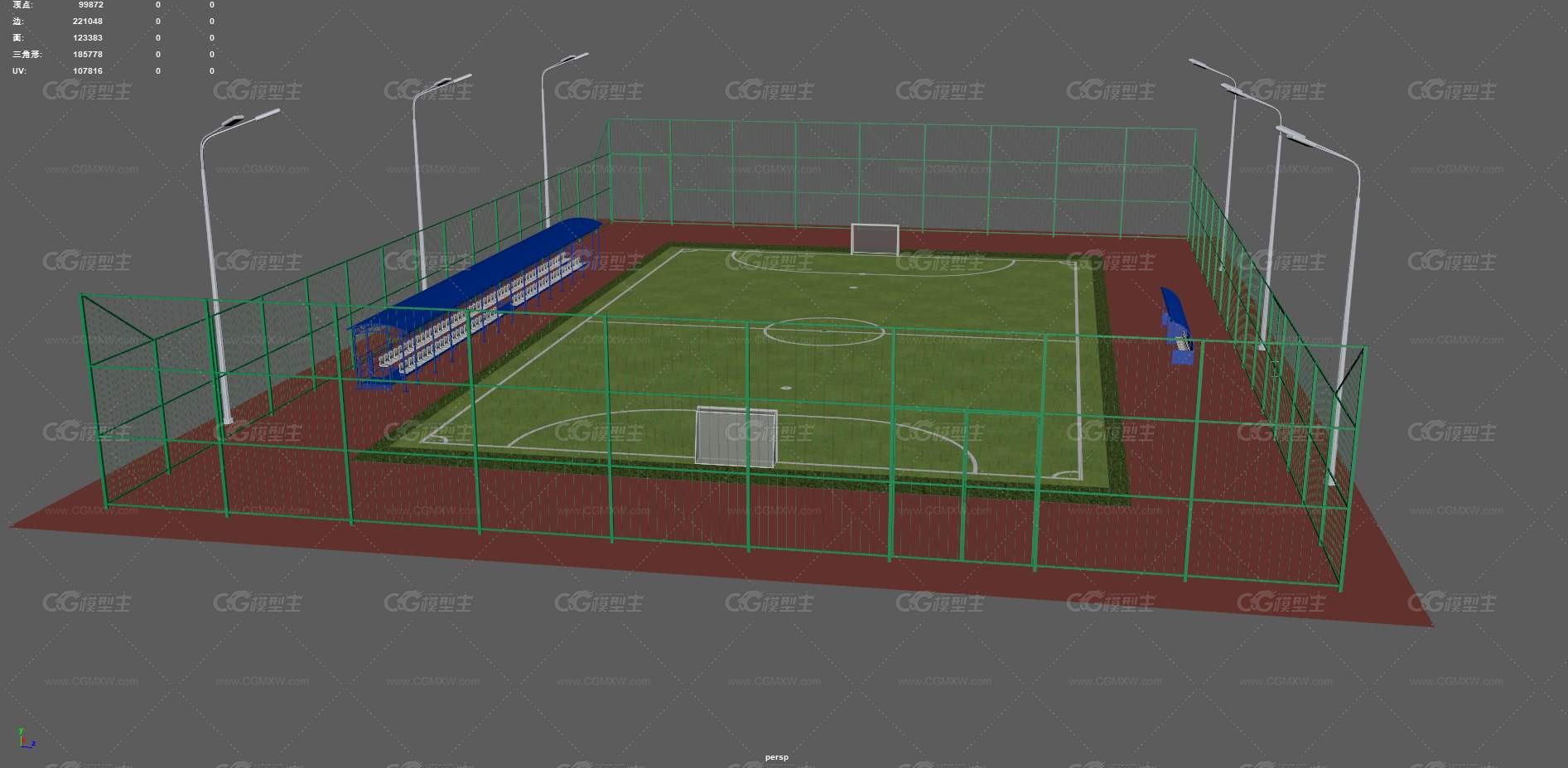 足球场 体育场 运动场地 体育设施 社区足球场 运动场 学校球场 围栏 草地草坪 观众席 -8